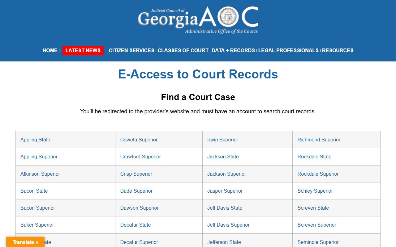 Jenkins County court records after arrest e-access directory